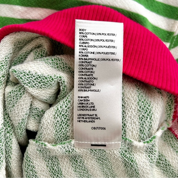 🍒(A150) NWT Free People Classic Stripe Oversized Crewneck. Green/Pink/White XS - Picture 7 of 9
